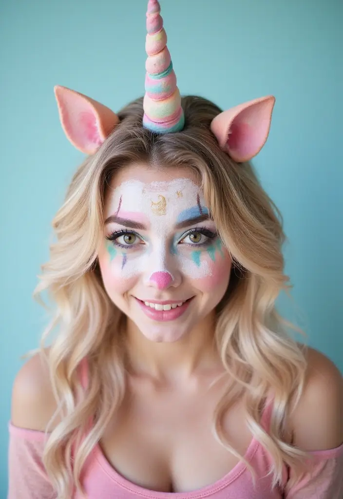 22 Colorful Clown Makeup Looks That Will Steal the Show (You Won't Believe #5!) - 15. Magical Unicorn Clown