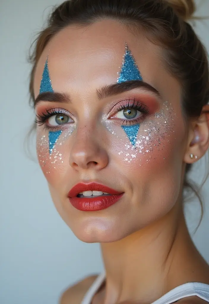 22 Colorful Clown Makeup Looks That Will Steal the Show (You Won't Believe #5!) - 16. Sparkly Star Clown