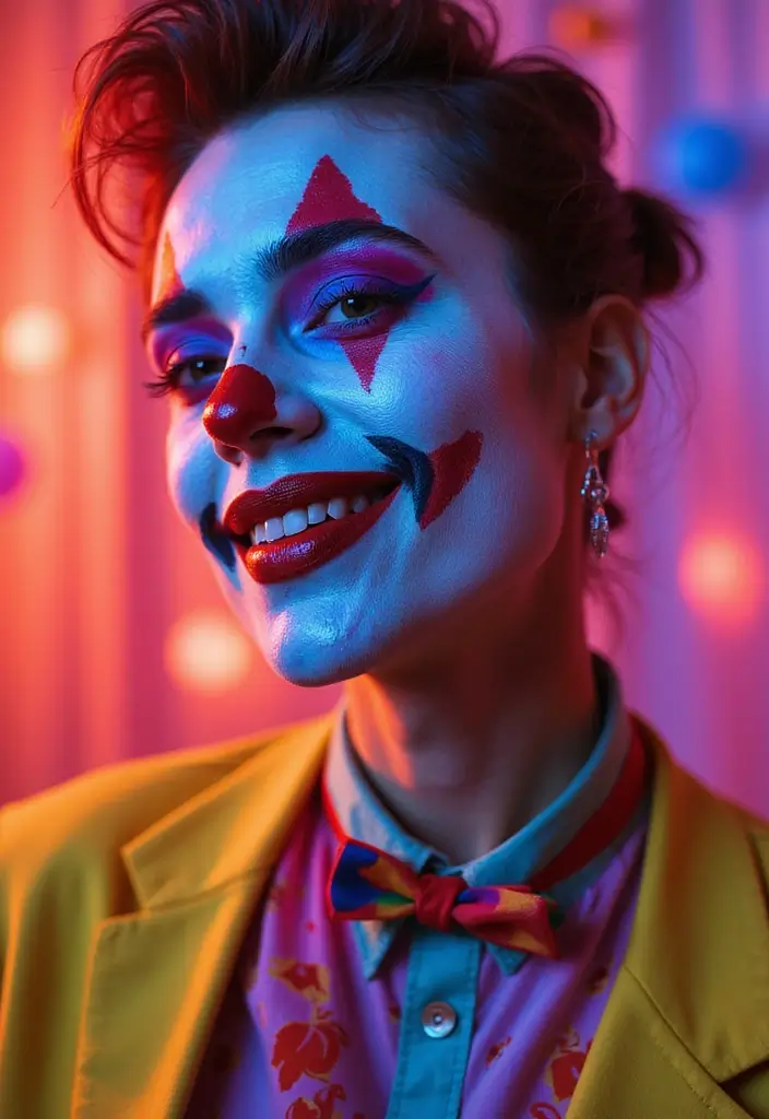 22 Colorful Clown Makeup Looks That Will Steal the Show (You Won't Believe #5!) - 19. Psychedelic Clown