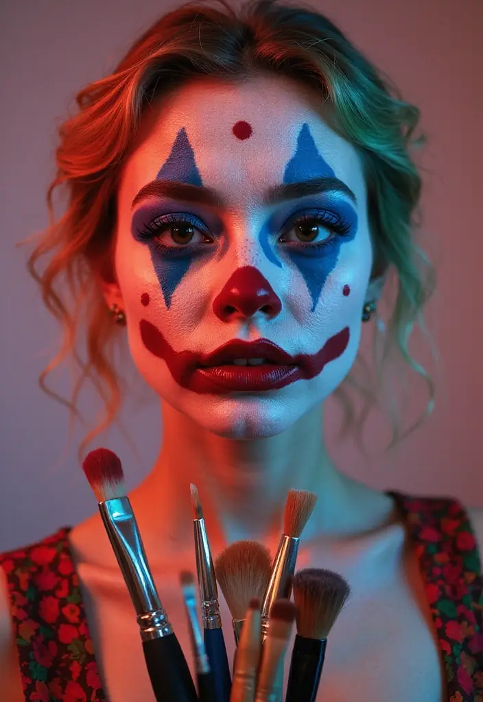 22 Colorful Clown Makeup Looks That Will Steal the Show (You Won't Believe #5!) - 5. Abstract Art Clown