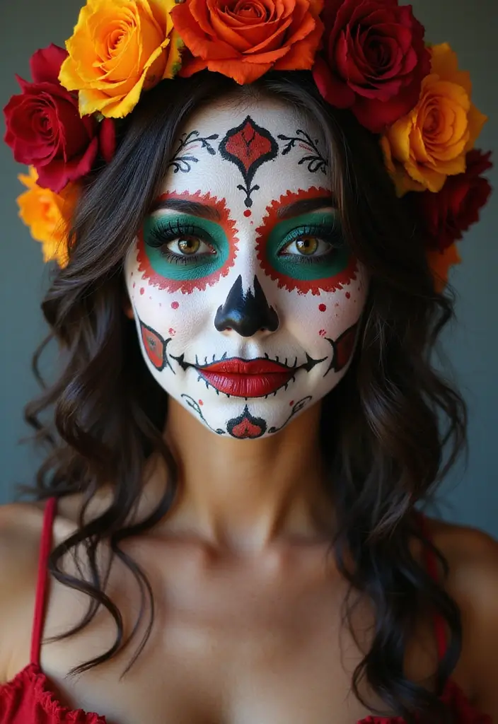 22 Colorful Clown Makeup Looks That Will Steal the Show (You Won't Believe #5!) - 7. Day of the Dead Clown