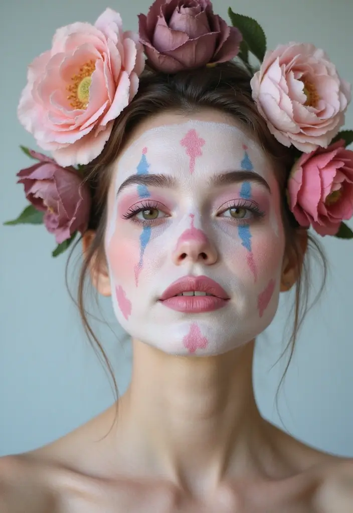 22 Colorful Clown Makeup Looks That Will Steal the Show (You Won't Believe #5!) - 9. Floral Clown Delight