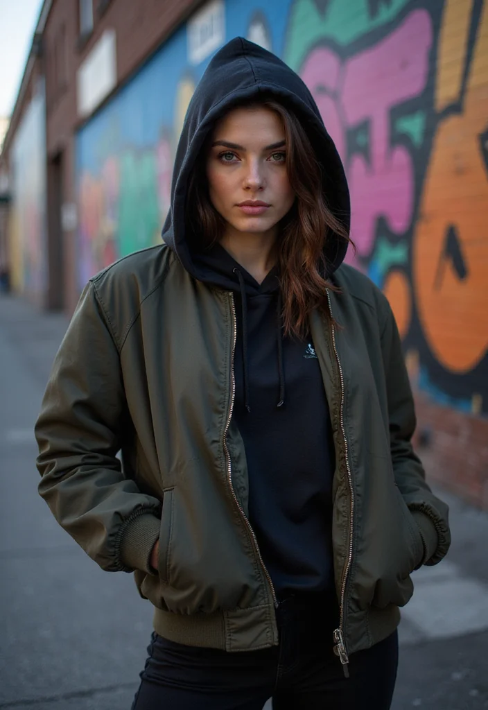 22 Cute and Cozy Winter Outfits That Are Perfect for Layering Up and Staying Warm! - 14. Hoodie under a Bomber Jacket