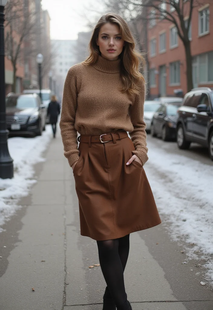 22 Cute and Cozy Winter Outfits That Are Perfect for Layering Up and Staying Warm! - 19. Vintage Sweater with a Pencil Skirt