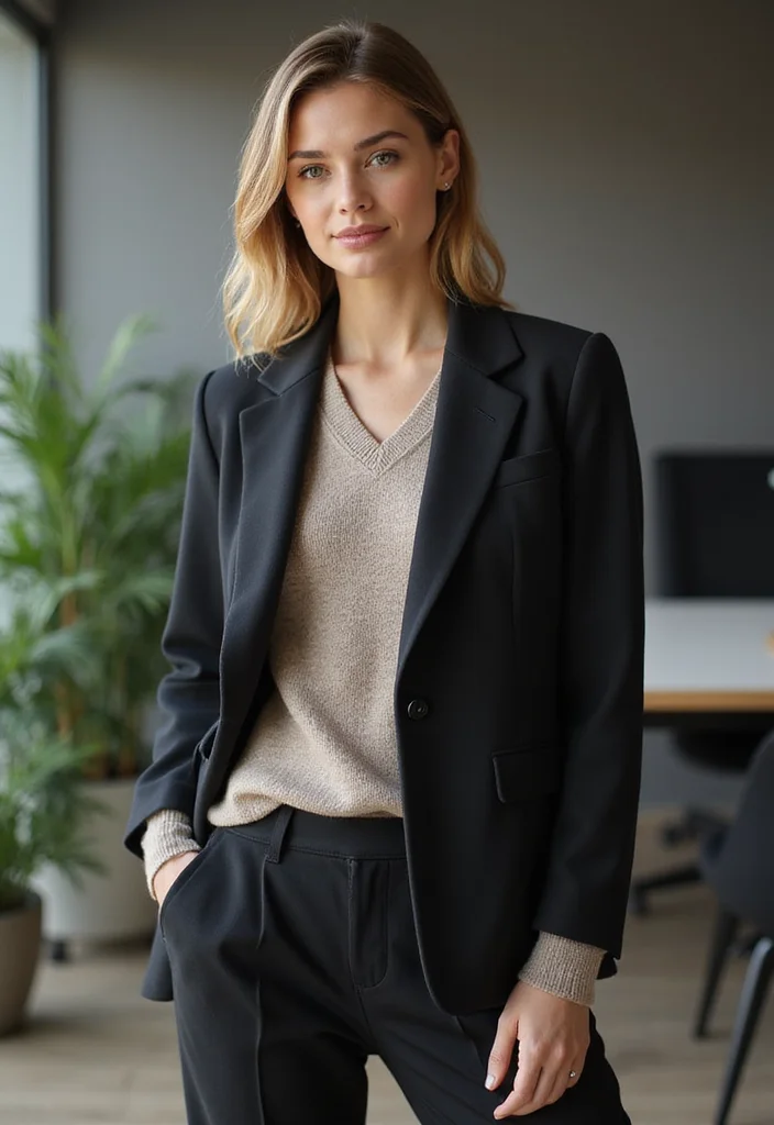 22 Cute and Cozy Winter Outfits That Are Perfect for Layering Up and Staying Warm! - 21. Classic Blazer with a Wool Sweater