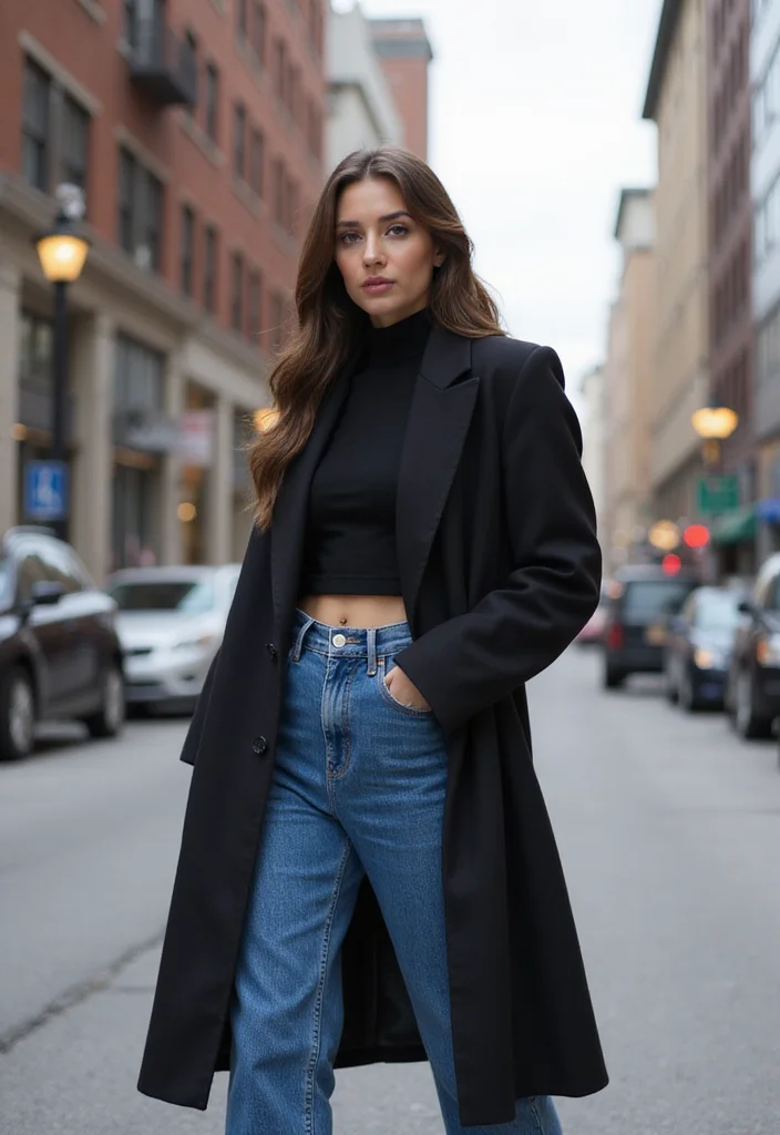 22 Cute and Cozy Winter Outfits That Are Perfect for Layering Up and Staying Warm! - 5. Longline Coat with High-Waisted Jeans