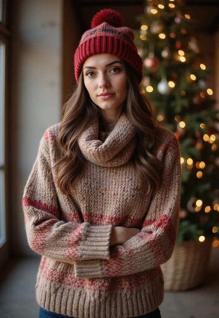 22 Festive Christmas Clothes Ideas for Women That Are Perfectly Casual and Chic! - 1. Cozy Knitted Sweaters