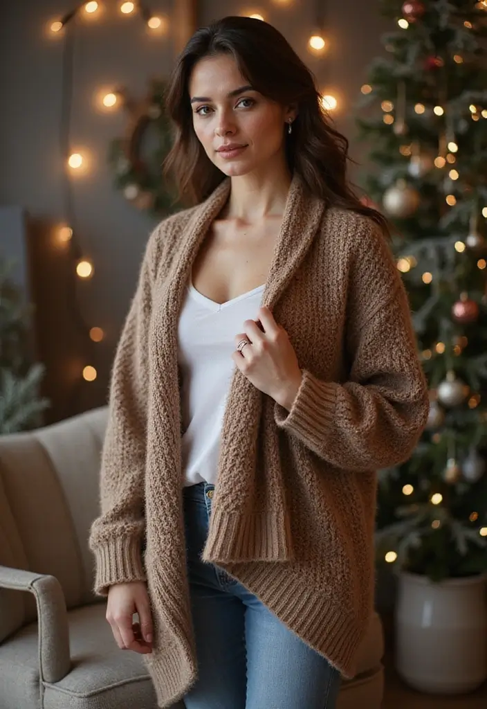 22 Festive Christmas Clothes Ideas for Women That Are Perfectly Casual and Chic! - 12. Layered Cardigans