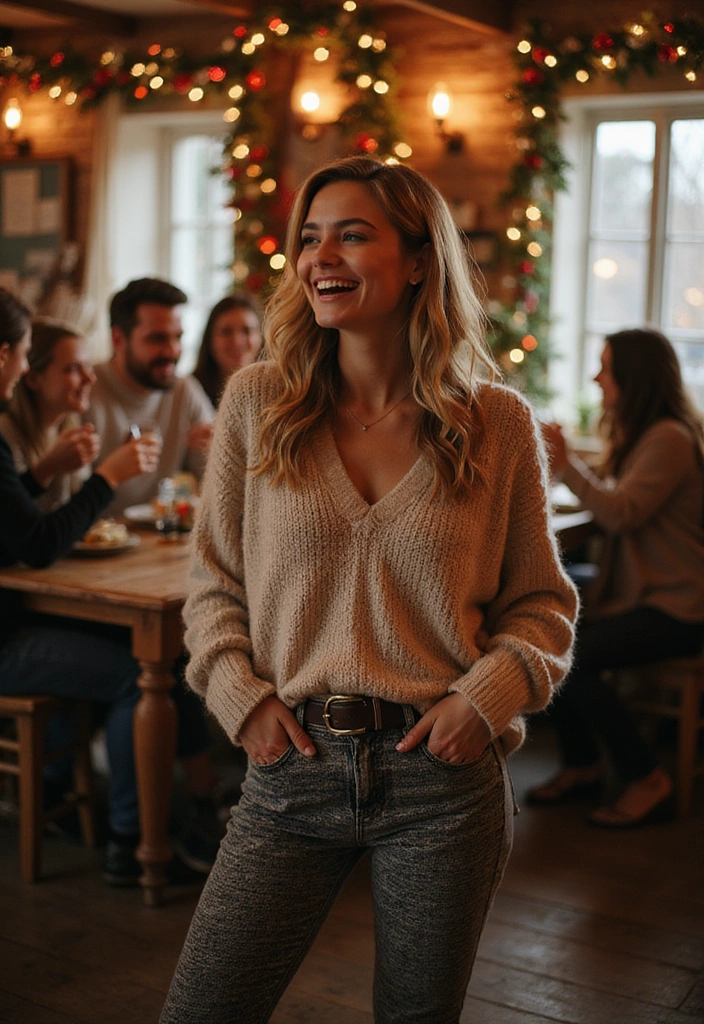 22 Festive Christmas Clothes Ideas for Women That Are Perfectly Casual and Chic! - 19. Textured Leggings