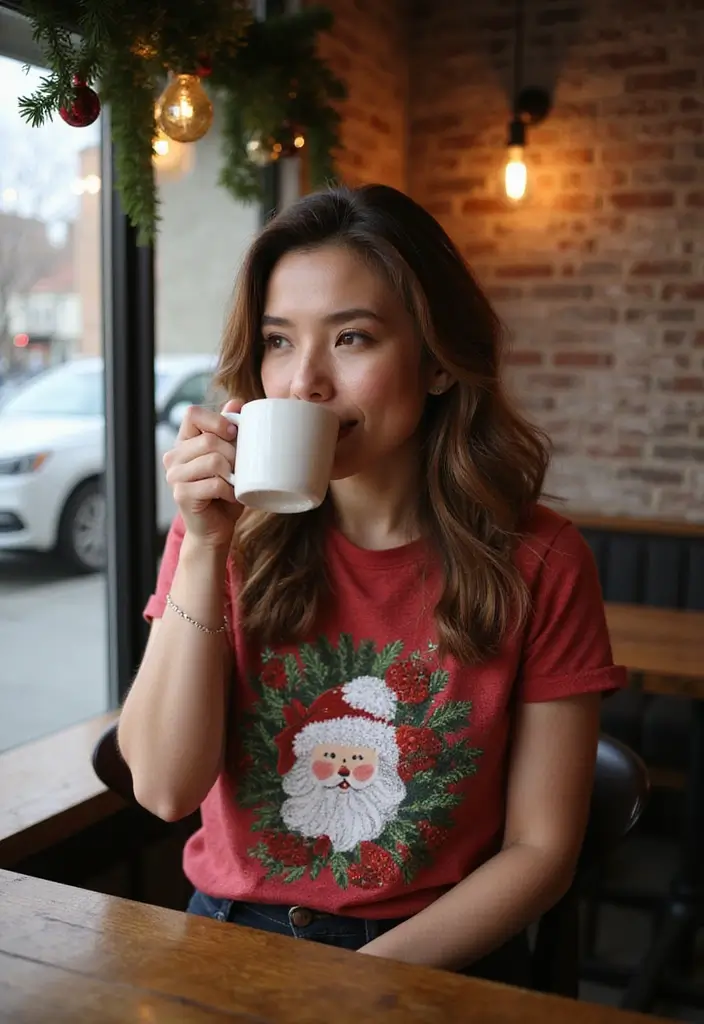 22 Festive Christmas Clothes Ideas for Women That Are Perfectly Casual and Chic! - 6. Christmas-Themed Graphic Tees