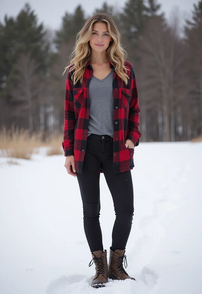 25 Cute Winter Outfits for Teens That Will Make You the Star of the Season! - 14. Layered Flannel Shirts