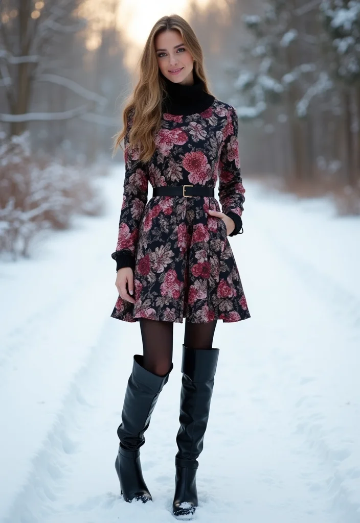 25 Cute Winter Outfits for Teens That Will Make You the Star of the Season! - 3. Layered Dresses with Turtlenecks