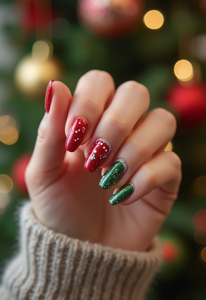 25 Jaw-Dropping Christmas Nail Art Ideas That'll Make You the Star of the Holiday Party! - 1. Classic Red and Green Combo