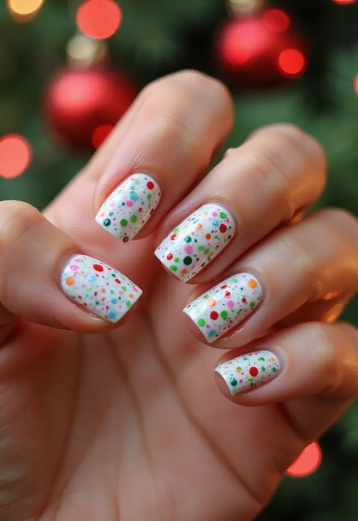 25 Jaw-Dropping Christmas Nail Art Ideas That'll Make You the Star of the Holiday Party! - 25. Holiday Confetti