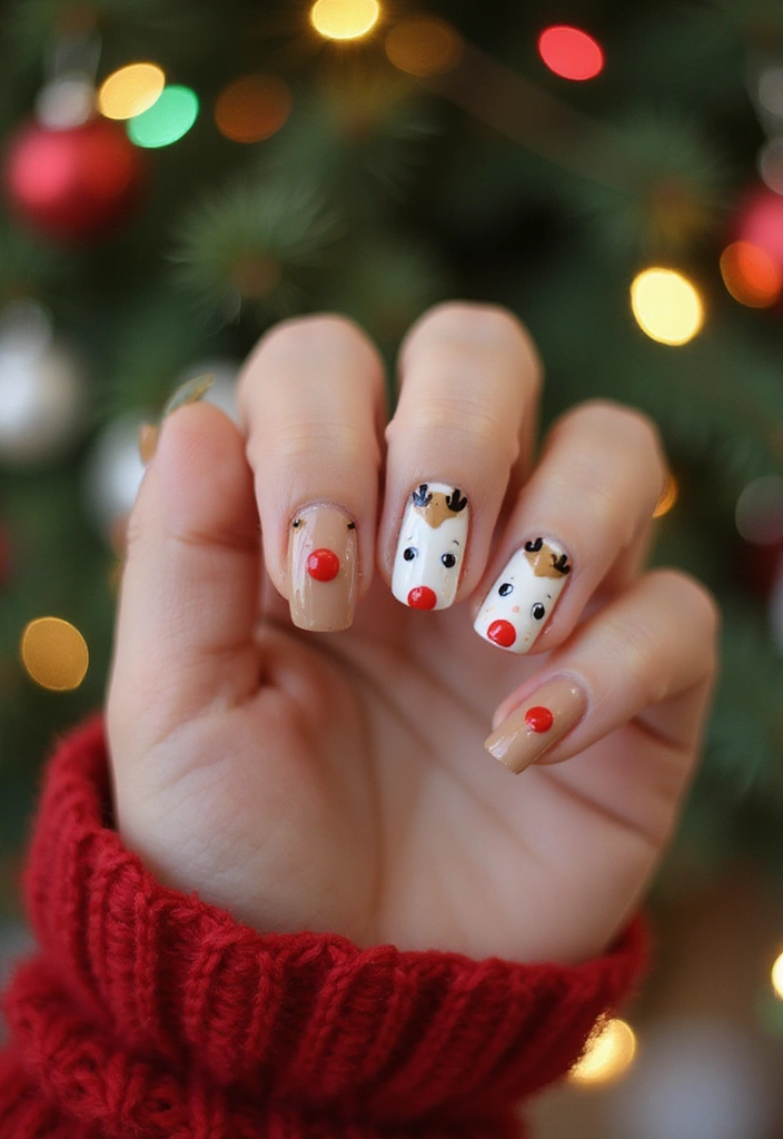 25 Jaw-Dropping Christmas Nail Art Ideas That'll Make You the Star of the Holiday Party! - 7. Reindeer Antlers