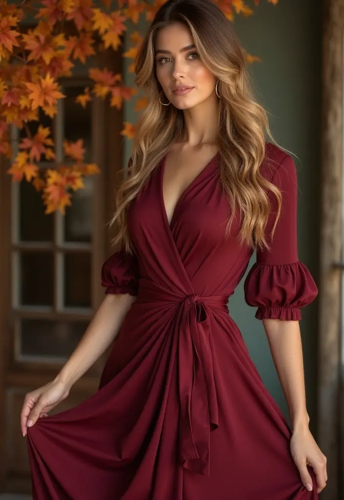 25 Jaw-Dropping Fall Outfits for Plus Size Beauties You Need to Try Right Now! - 13. Elegant Wrap Dress