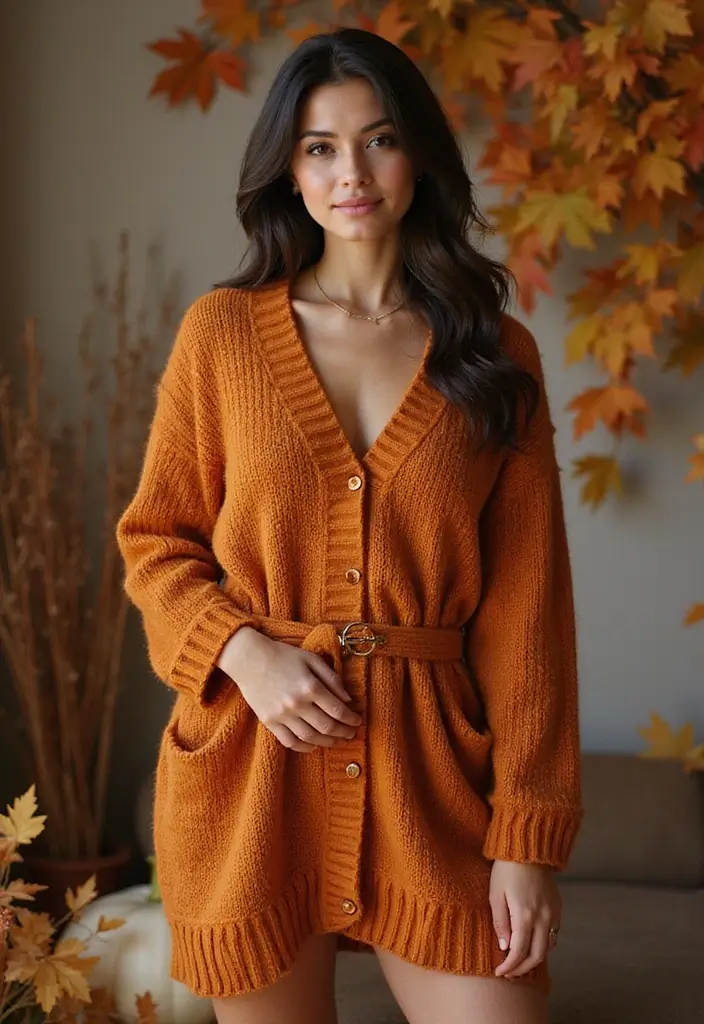 25 Jaw-Dropping Fall Outfits for Plus Size Beauties You Need to Try Right Now! - 22. Cozy Cardigan Sweater Dress