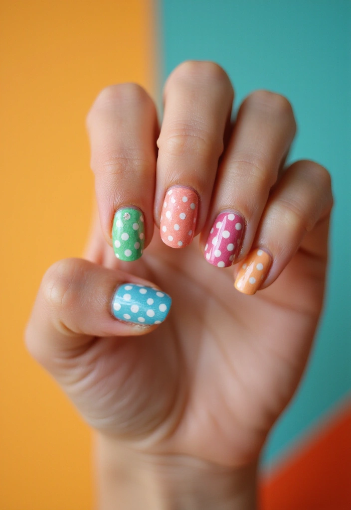 25 Stunning Birthday Nail Inspo Ideas That Will Steal the Show (You Won't Believe #12!) - 14. Retro Polka Dots