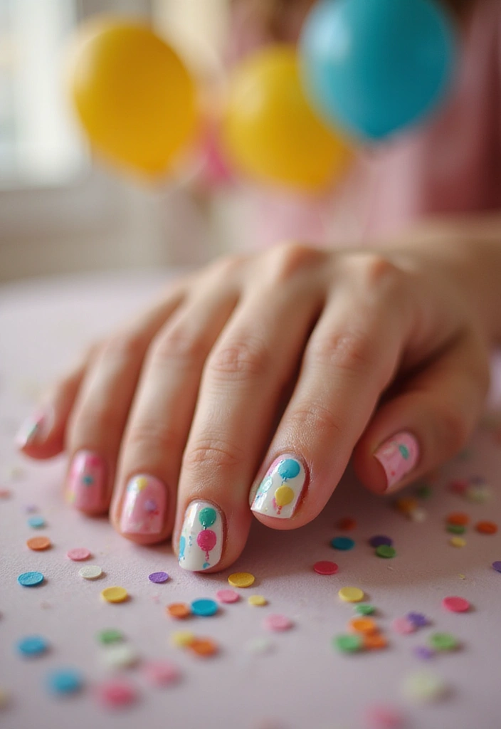 25 Stunning Birthday Nail Inspo Ideas That Will Steal the Show (You Won't Believe #12!) - 16. Birthday Balloons