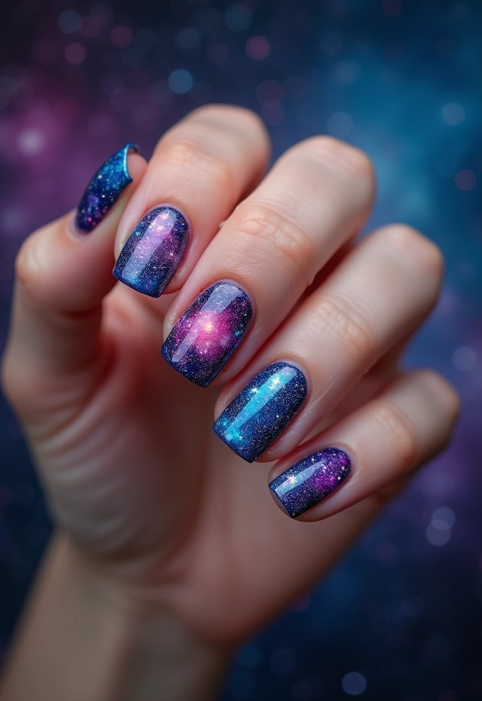 25 Stunning Birthday Nail Inspo Ideas That Will Steal the Show (You Won't Believe #12!) - 20. Sparkling Galaxy