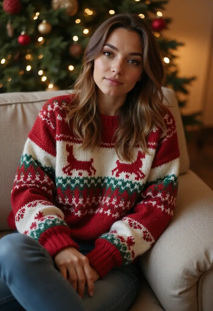 25 Stunning Christmas Clothing Ideas for Women That Will Make You Shine This Holiday Season! - 21. Chunky Knit Sweater