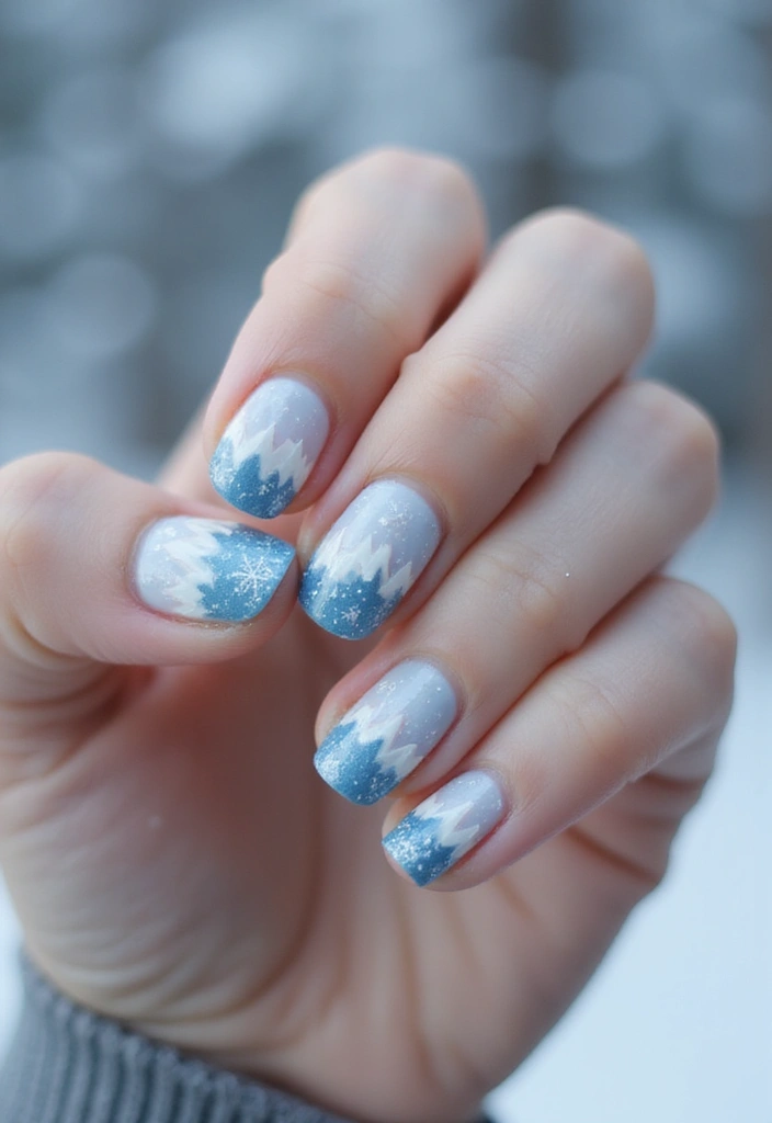 25 Stunning Christmas Nail Art Ideas That'll Make You the Star of Every Holiday Party! - 19. Snowy Mountain Peaks