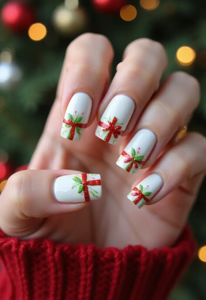 25 Stunning Christmas Nail Art Ideas That'll Make You the Star of Every Holiday Party! - 9. Gift Box Designs