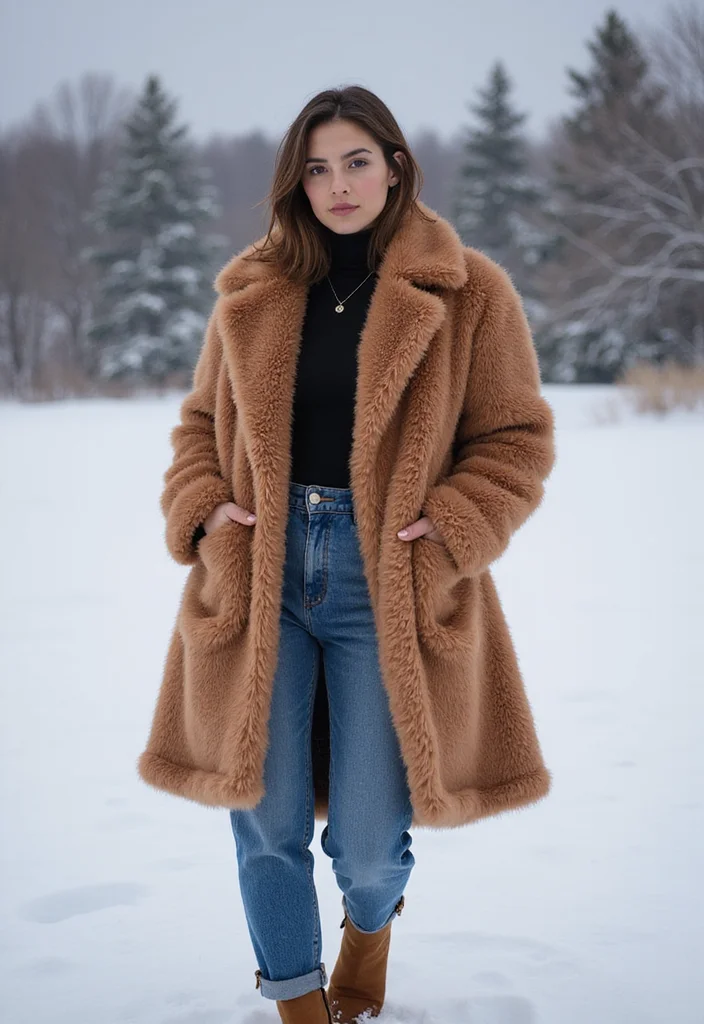 25 Very Cold Winter Outfits That Will Make You the Queen of Snow Aesthetic! - 1. Fluffy Oversized Coats