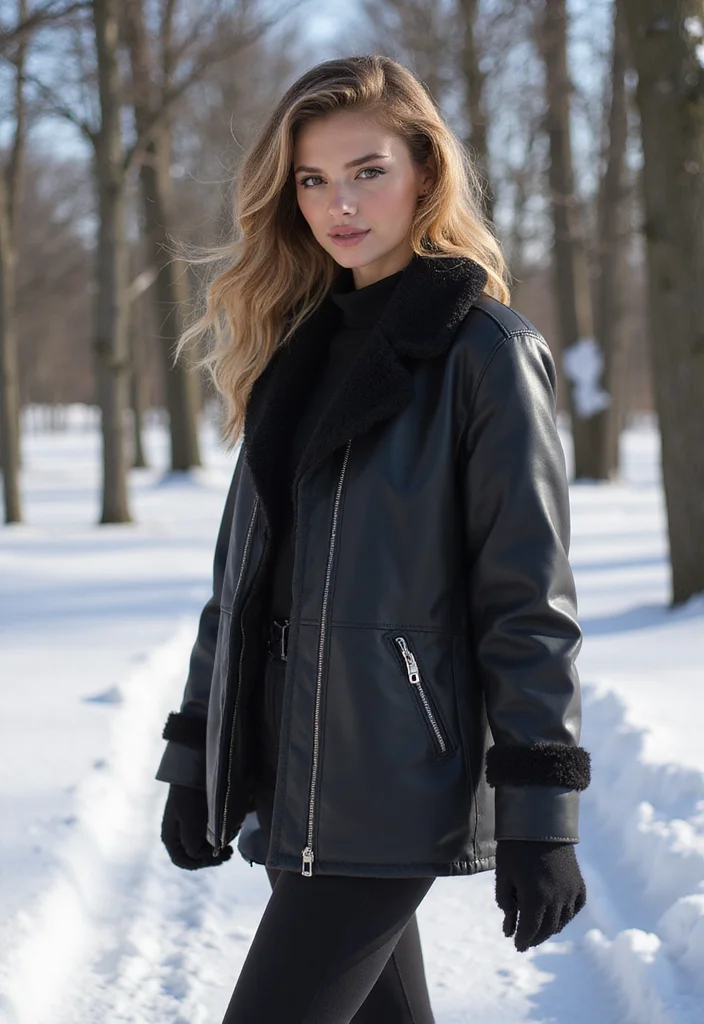 25 Very Cold Winter Outfits That Will Make You the Queen of Snow Aesthetic! - 25. Faux Leather Details