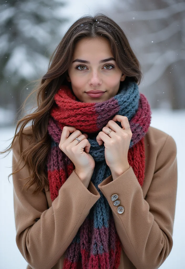 25 Very Cold Winter Outfits That Will Make You the Queen of Snow Aesthetic! - 3. Chunky Scarves