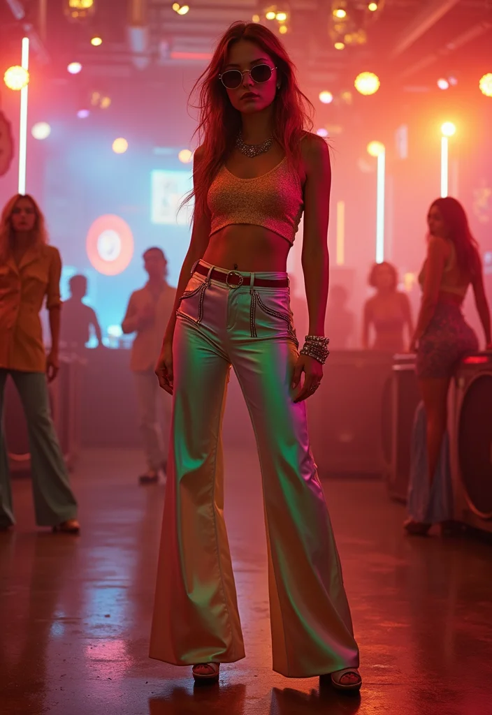 30 Disco Outfit Ideas That Will Inspire Your Party Wardrobe! - 2. Retro Flared Pants and Crop Tops