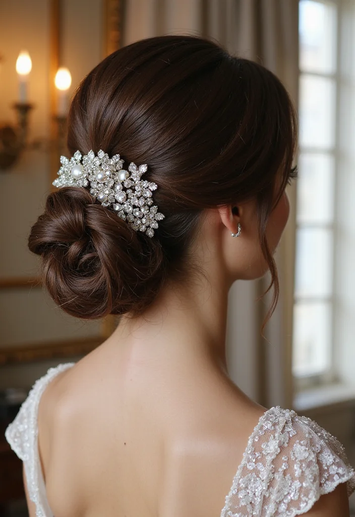 20 Gorgeous Wedding Hairstyles for Short Hair That Will Wow Your Guests! - 12. Elegant Chignon for Short Hair 1