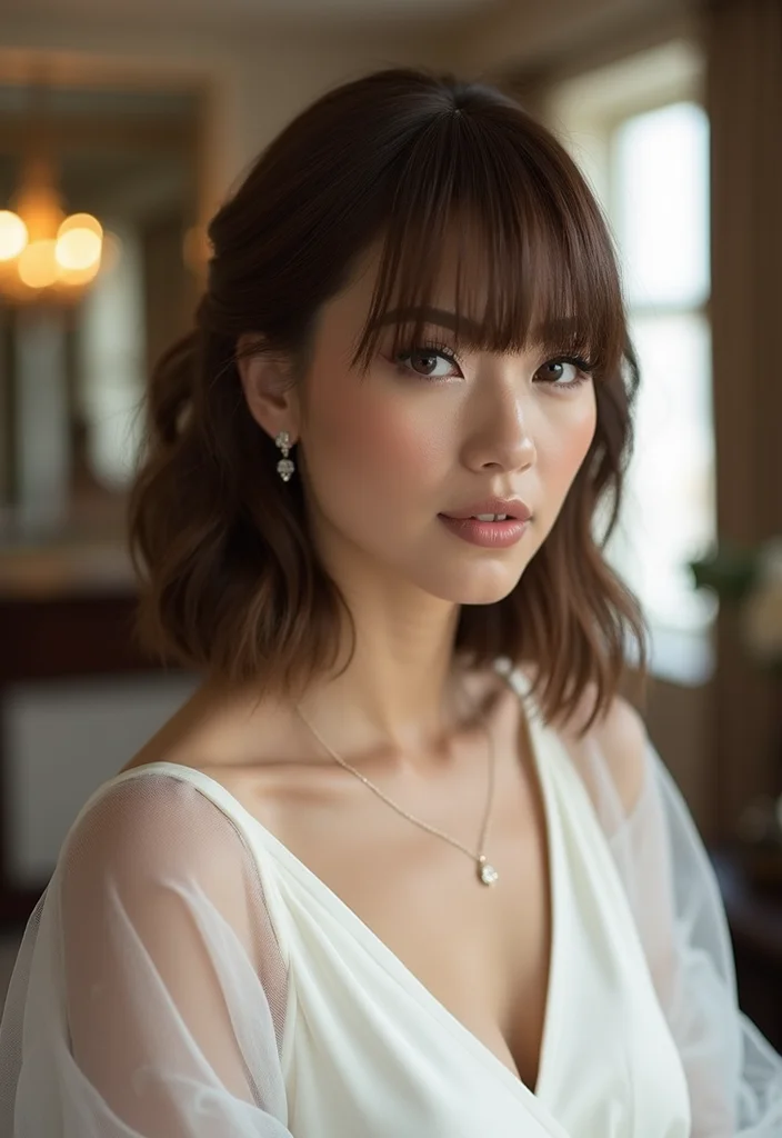 20 Gorgeous Wedding Hairstyles for Short Hair That Will Wow Your Guests! - 18. Classic Straight Bob with Shine 1