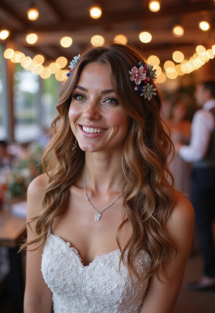 20 Gorgeous Wedding Hairstyles for Short Hair That Will Wow Your Guests! - 19. Playful Waves with Color Highlights 1