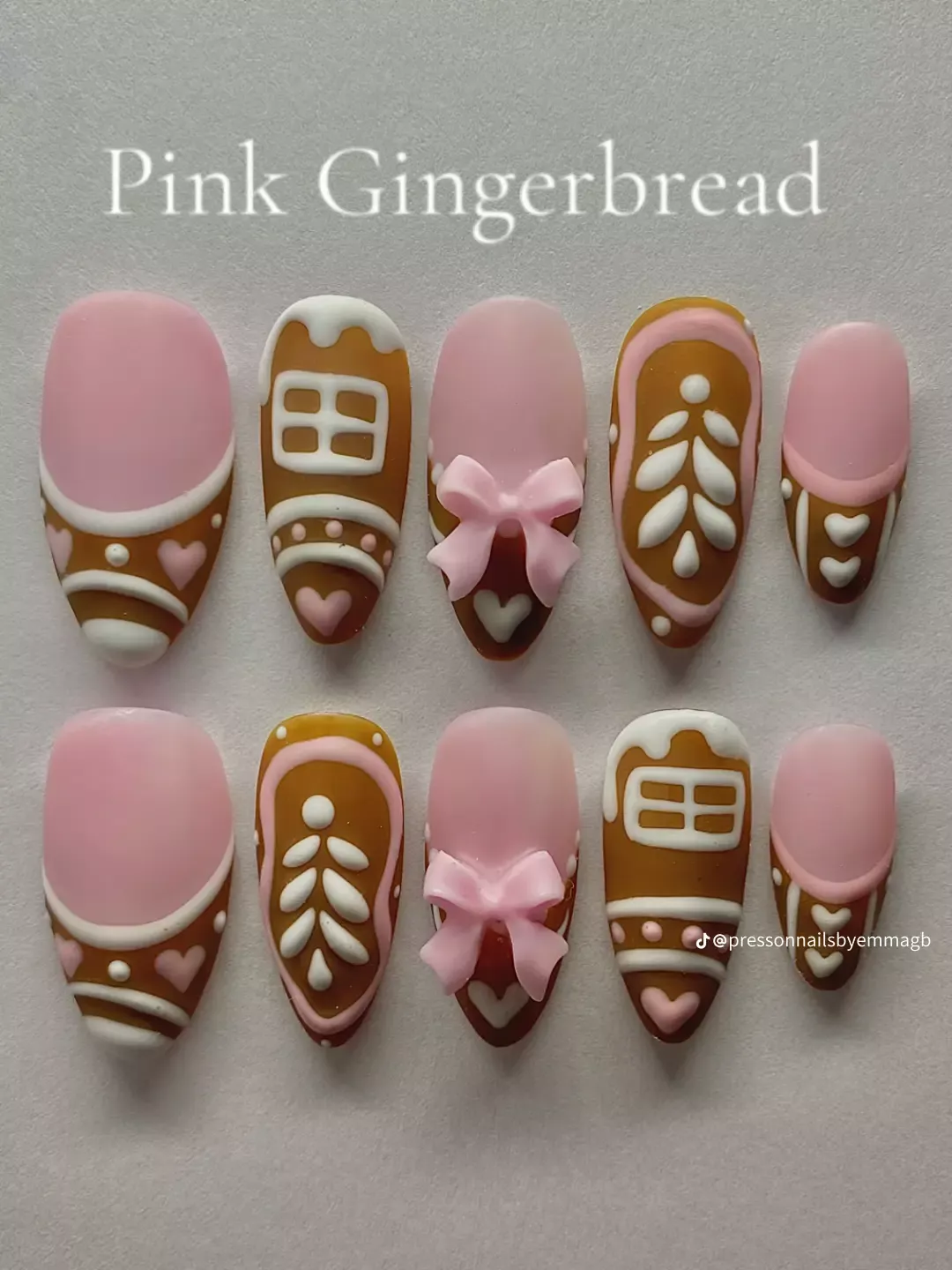 24 Glam Christmas Nail Designs That’ll Make You Shine Bright This Season! - 13. Sweet Gingerbread Houses 1
