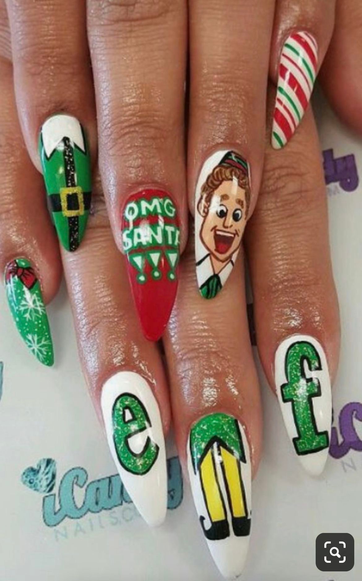 24 Glam Christmas Nail Designs That’ll Make You Shine Bright This Season! - 18. Playful Elf Nails 1