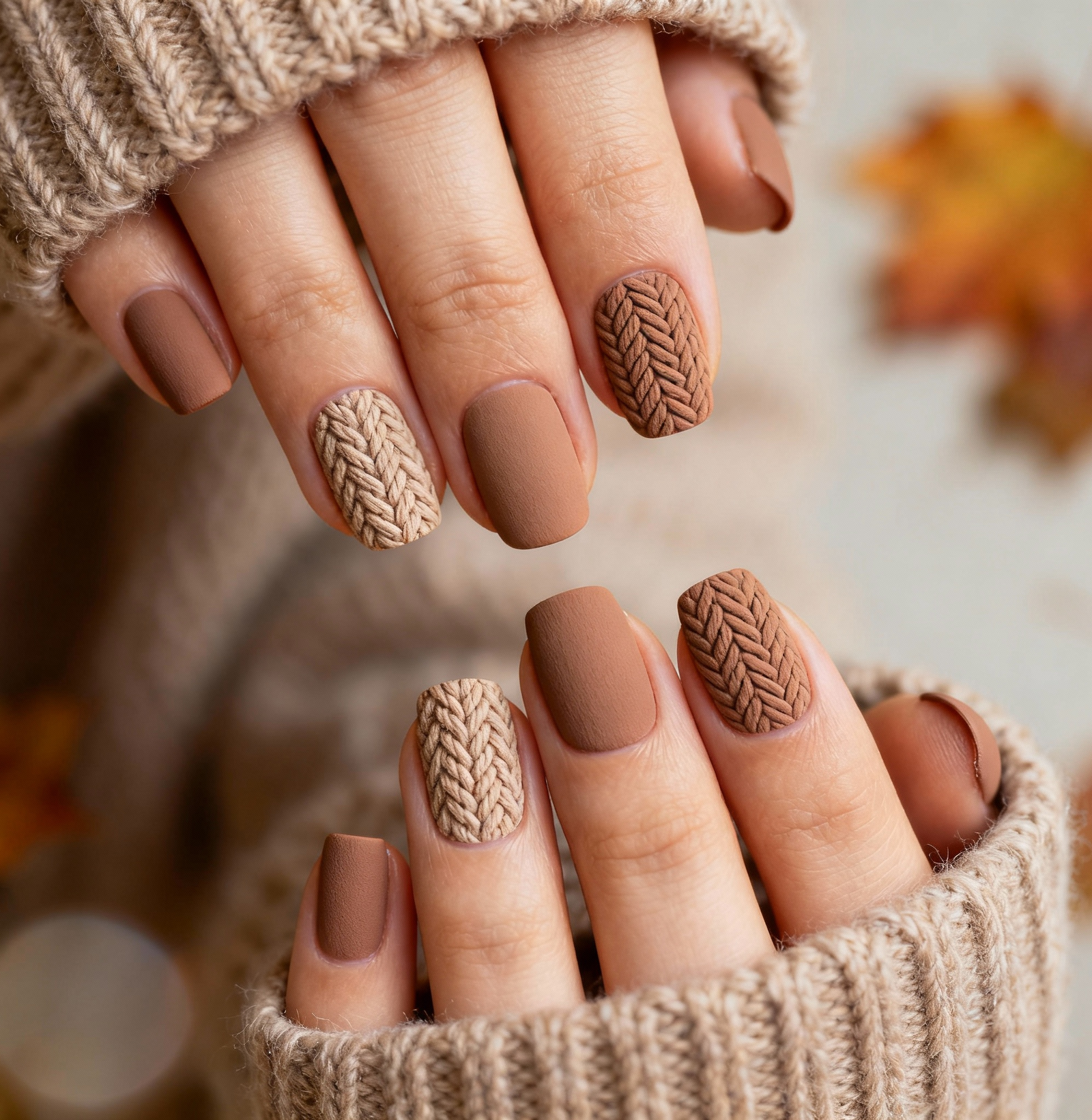 24 Glam Christmas Nail Designs That’ll Make You Shine Bright This Season! - 20. Cozy Knit Sweater Nails 1