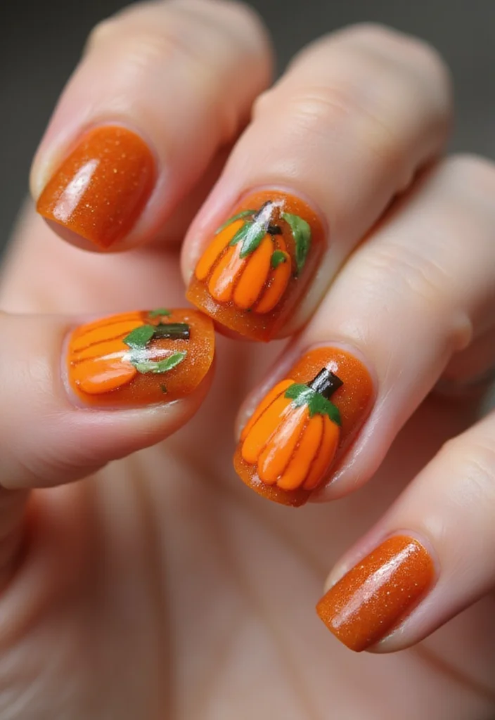 24 Must-Try Thanksgiving Turkey Nail Designs for a Festive Touch! - 11. Glazed Pumpkin Nails