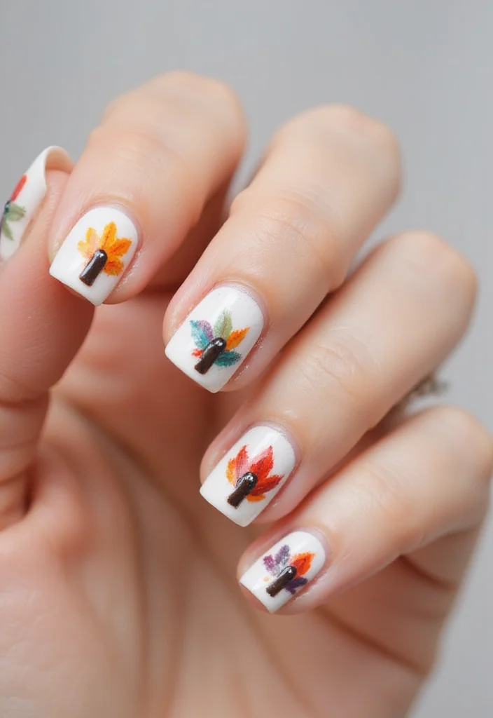 24 Must-Try Thanksgiving Turkey Nail Designs for a Festive Touch! - 20. Thanksgiving Trees