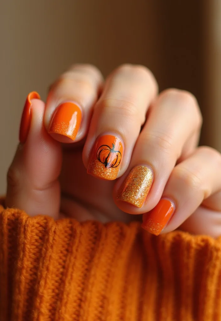 24 Must-Try Thanksgiving Turkey Nail Designs for a Festive Touch! - 6. Pumpkin Spice Delight