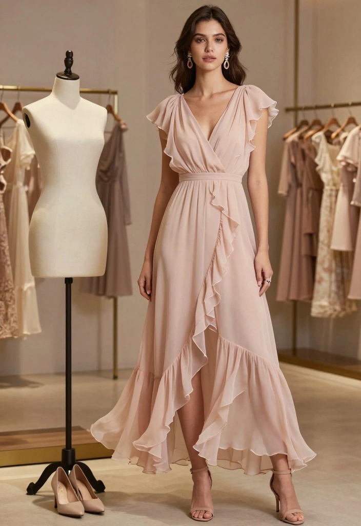 24 Stunning Modest Fashion Outfits for Wedding Guests (Wait Until You See #7!) - 15. Ethereal Chiffon Dress - Dreamy Vibes 1