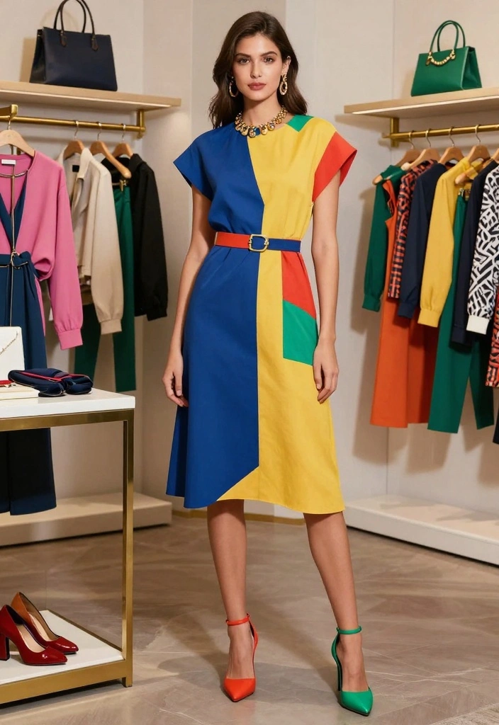 24 Stunning Modest Fashion Outfits for Wedding Guests (Wait Until You See #7!) - 20. Contemporary Color Block - Bold Choices 1