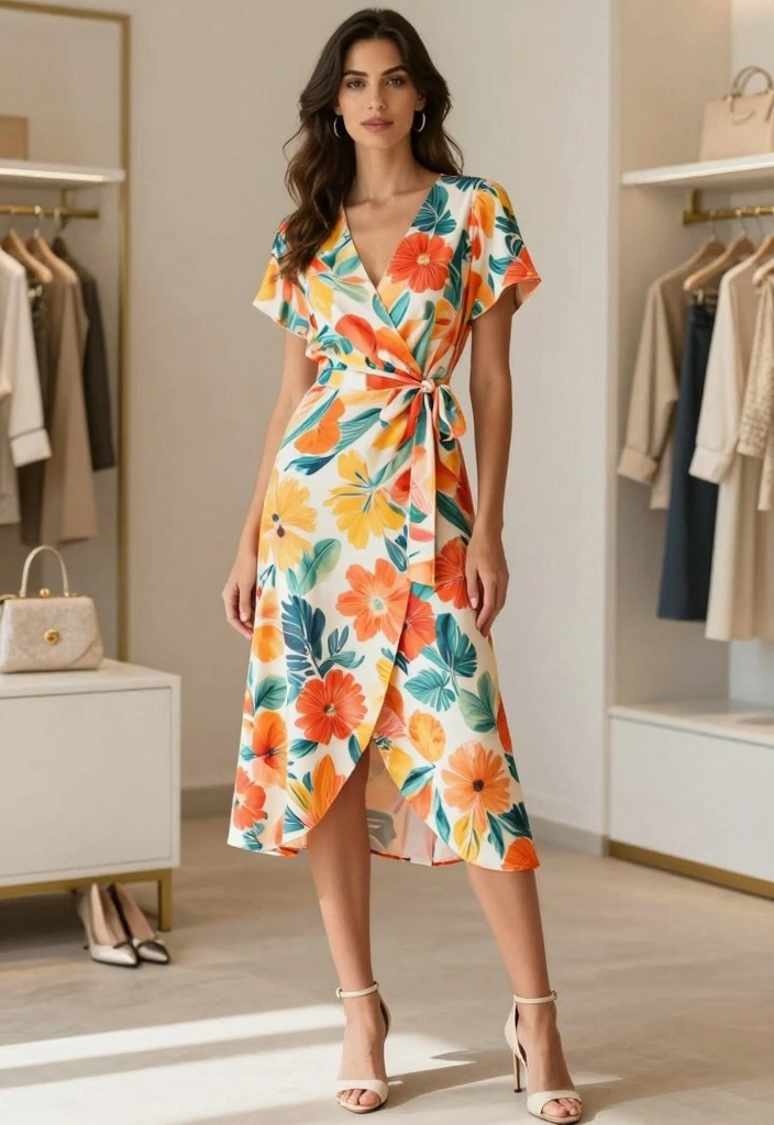 24 Stunning Modest Fashion Outfits for Wedding Guests (Wait Until You See #7!) - 6. Timeless Wrap Dress - Effortless Elegance 1