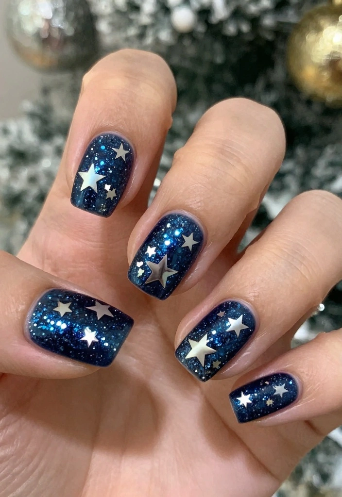 25 Glam 3D Christmas Nails to Get You in the Holiday Spirit! - 14. Sparkling New Year’s Eve 1