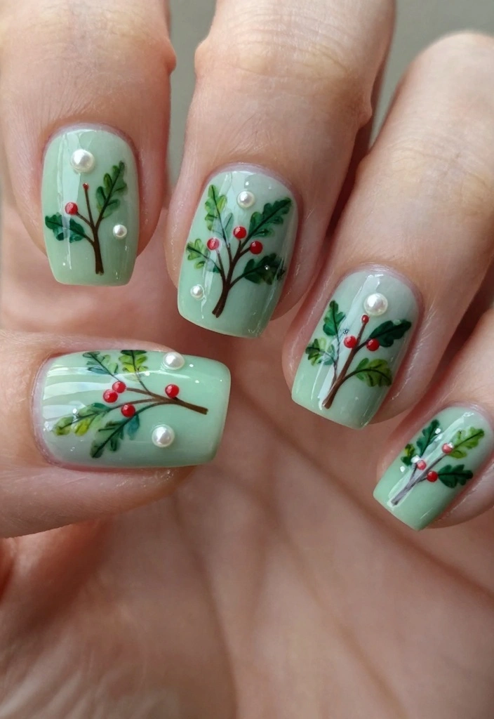 25 Glam 3D Christmas Nails to Get You in the Holiday Spirit! - 18. Mistletoe Magic 1