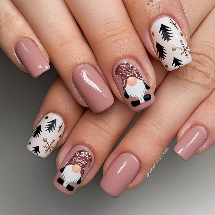 25 Glam 3D Christmas Nails to Get You in the Holiday Spirit! - 5. Whimsical Christmas Trees 1