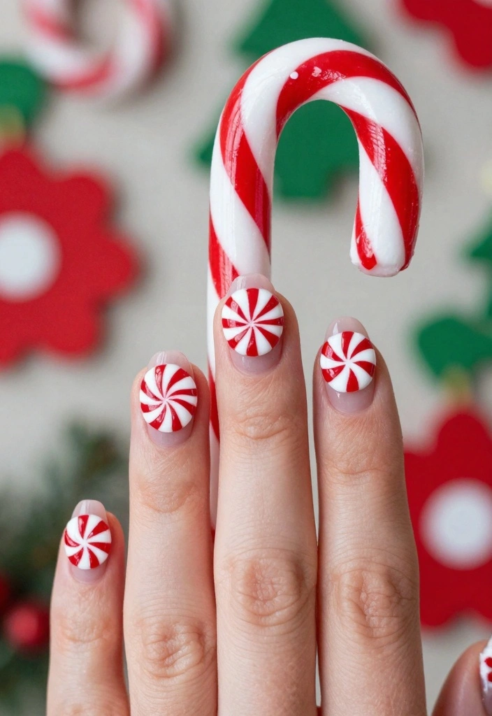 25 Glam 3D Christmas Nails to Get You in the Holiday Spirit! - 9. Candy Cane Delight 1