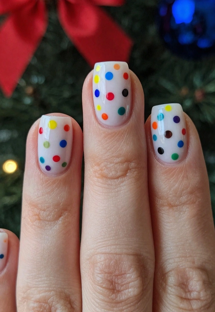 28 Stunning Boho Christmas Nails You Need to Try This Holiday Season (Number 7 Is a Showstopper!) - 9. Soft White with Colorful Dots 1