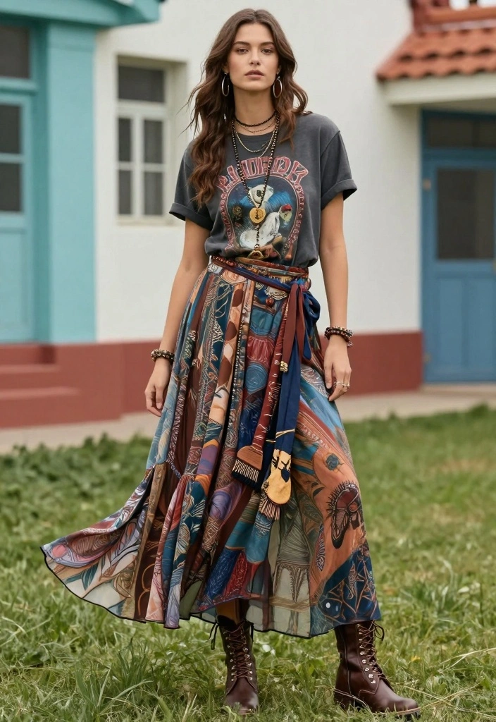 30 Edgy Women's Fashion Looks That Will Make You Stand Out (Watch Out for #9!) - 19. Mixing Streetwear with Bohemian Styles 1