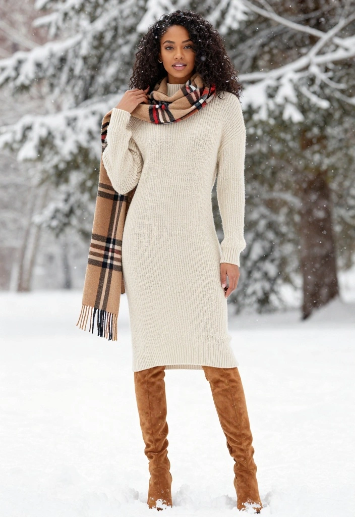 10 Classy Winter Outfits for Women That Are Anything But Boring! - 2. Cozy Knit Dress 1
